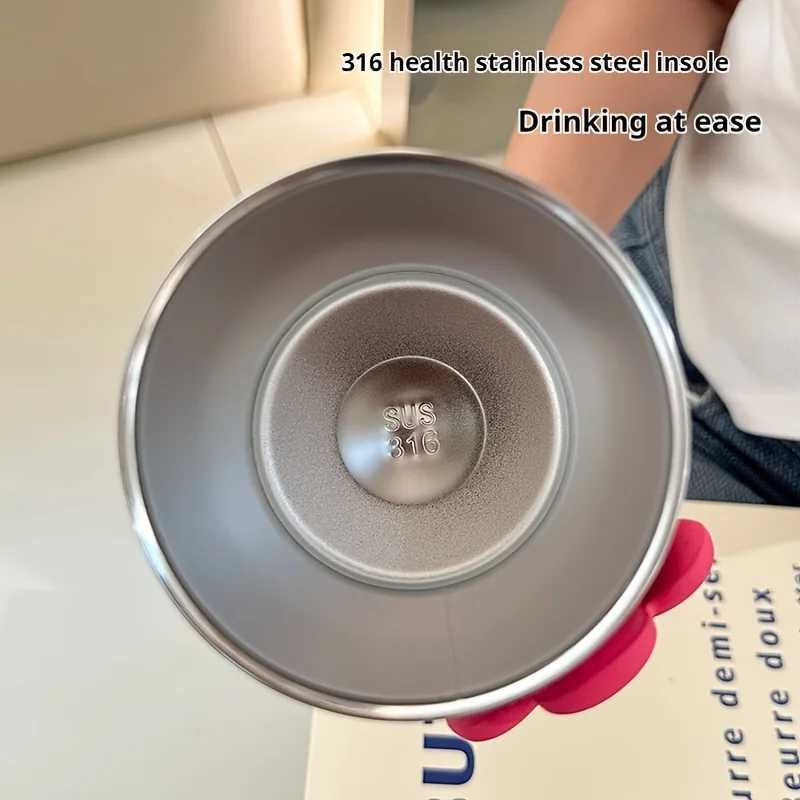 400ml stainless steel cup with silicone straw and non stick lipstick design can be closed read and relaxed without assembly Y241211