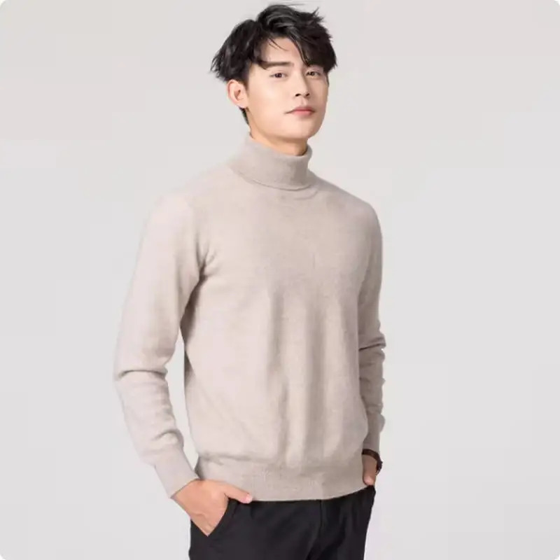 Cashmere cotton blended navy blue collar mens sweater autumn mens sweater winter mens pullover high neck sweater 241205