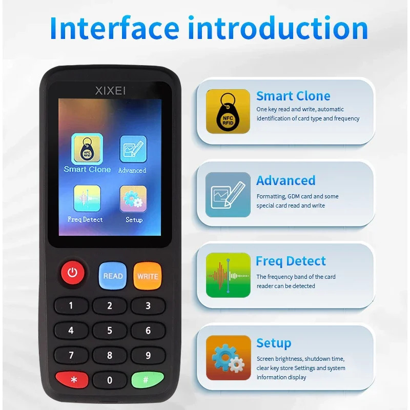 Rfid Smart Card Reader X7 125kHz Badge Copier 13.56mHz Nfc Decoder Copier Ic Id Chip Label Clone Ntag213 215 Key Writer 241209