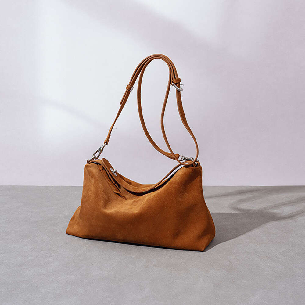 Simple Autumn Winter Colletion Grey Brown Roomy Big Boston Tote Soft Matte Suede Cow Leather Women's Handbag Shoulder Bag