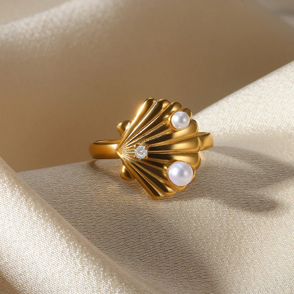 Pearl wide ring suitable for women men heart engagement wedding finger rings sunflower jewelry Accesorios necklace unprinted Tendencia 2024 241210