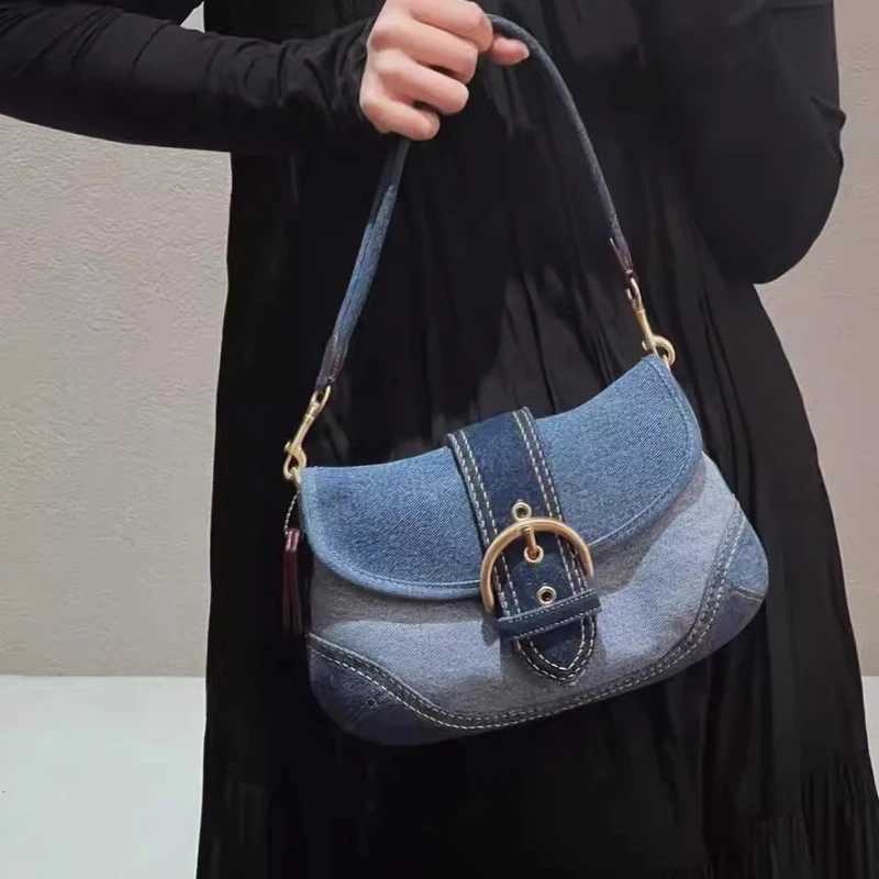 Hot Denim Underarm New Bag - Canvas Splicing Design, Envelope Style Handbag For Women Fashion bags