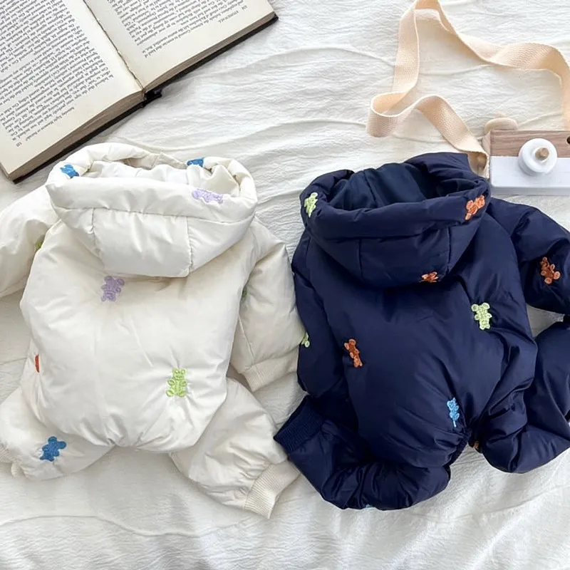 Dog Apparel Pet Four Legged Parks Teddy Jumpsuit Embroidered Coat Autumn And Winter Clothing Small Yorkshire Puppy HF69