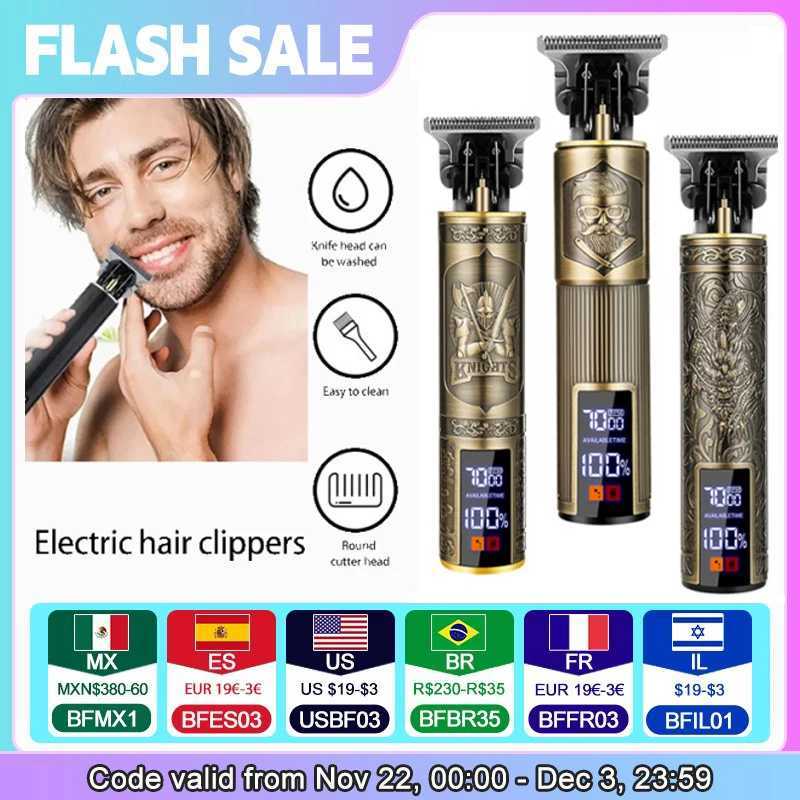 Cordless Mens Hair Trimmer Vintage T9 Hair Clippers Electric Shavers Hair cutting Machine for Barber Mens Beard Shaver W241212