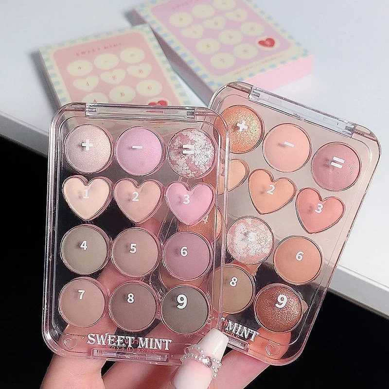 12 color love eye shadow palette natural cool color tone low saturation matte eye shadow tray pink brown makeup cosmeticsW241212