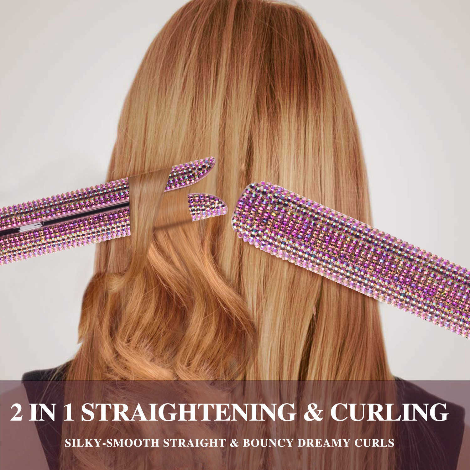 Plancha Para Cabello 2-inch flat iron professional titanium straightener with rhinestone heated 480 CL240923