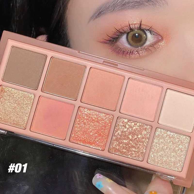 DIKALU 10 Color eye shadow Glass Matte Earth Color eye shadow Palette Shiny Sequins eye shadow Pigment Lasting MakeupW241212