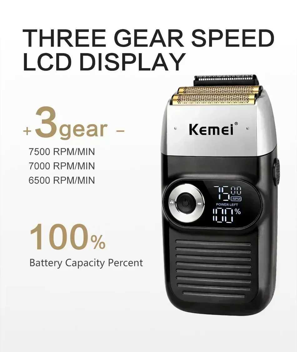 Kemei Shaver KM-2293 km-2290 km-2026 New Hair Trimmer with LCD Display Electric Hair Clipper Mens Hair Clippers for Salon W241212