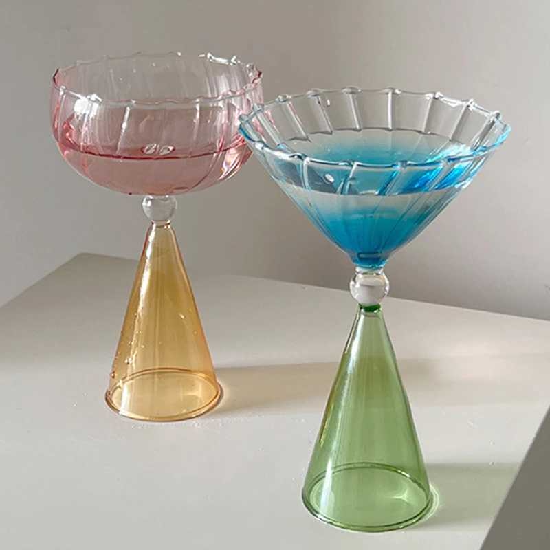 Gradient Cup Creative Two Tone Irragar Water Sensing Wine Cup Mojito Champagne Margarita Cocktail Premium Ripple Cup Y241211
