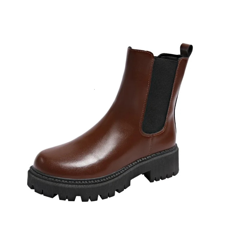 Womens Shoes Slip on Modern Womens Boots Classics Ankle Boots Women Round Toe Med Heel Platform Plus Size Shoes Ladies 241211