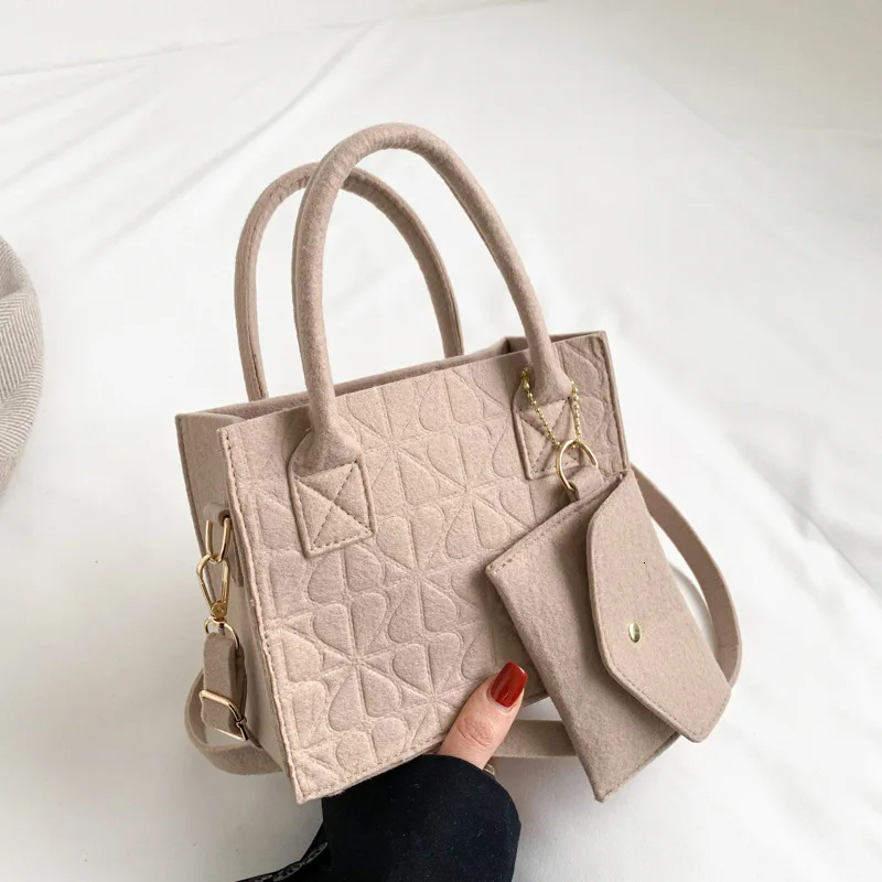 Hot Korean Version Of Minimalist Women's Bag With Felt Lightweight Designer Handbag, New Shoulder Bag Two-piece Set For Women's Handbag