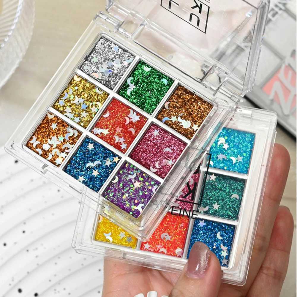 Halloween 9 Colors Purple Smoked Eyeshadow Palette Black Red l Matte Brighten Lying Silkworm Fine Shimmer Sequin MakeupW241212