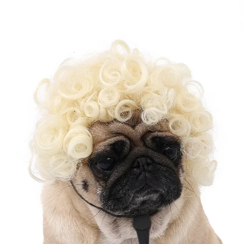 Pet Wig Dog Wig Pet Supplies Halloween Pet Accessories Curly Hair Straight Hair Cat Wig 241212