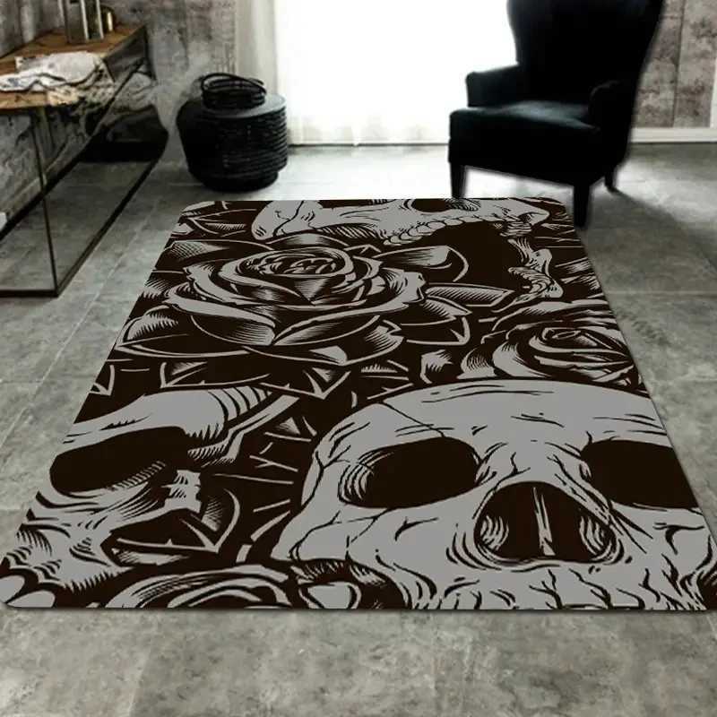 Halloween Skull Gothic Carpet for Living Room Decor Sofa Table Large Area Rugs Bedroom Bedside Floor Mat Hallway Balcony MatXJ241211