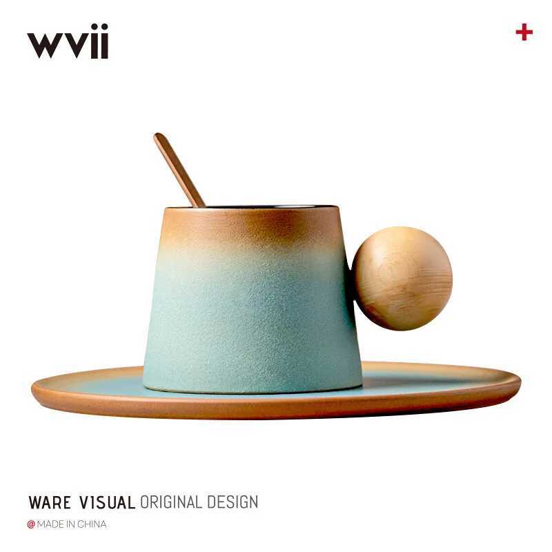 Lightweight luxury ceramic coffee cup and sauce set beautiful appearance creative dehydration cup Y241211