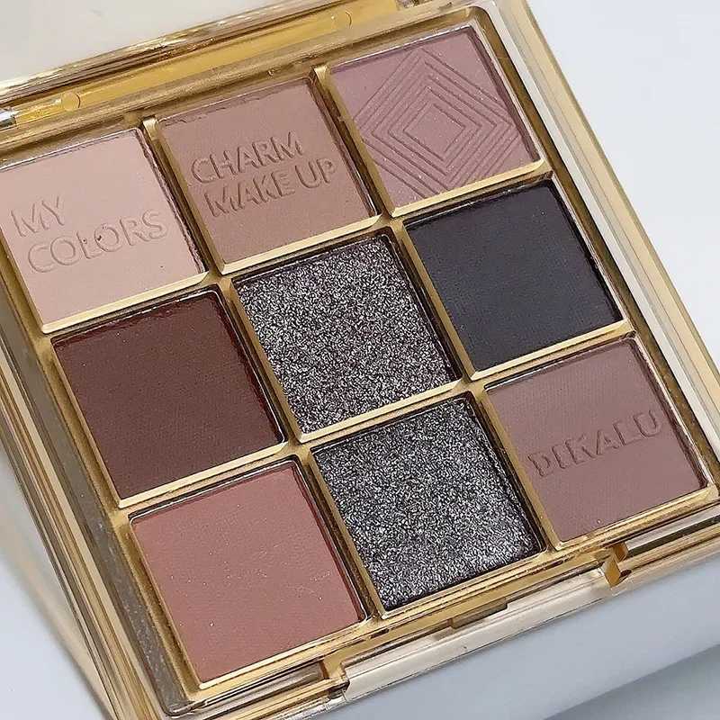 9-color eye shadow palette cheap Korean makeup high-quality professional dark metal punk smoke eye shadow gray black shadow paletteW241212