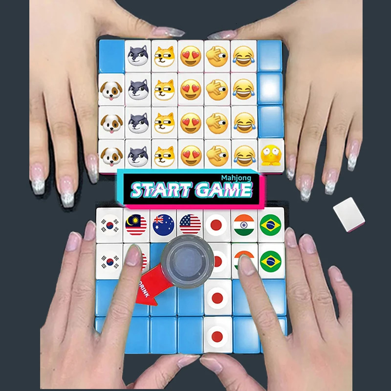 Seaside Escape Mahjong Blocks Tile Mini Finger Mahjong Expressing Animal Matching Game Puzzle Toy Party Fun Games for Parents and Children 241212