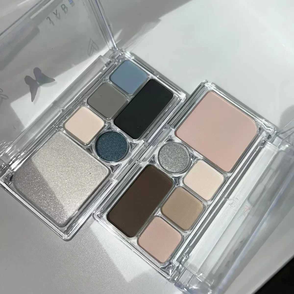 6 Colors Eye Shadow Palette Punk Smoky Black Glitter ly Eyeshadow Palette Korean Shiny Blue Eyeshadow Contour B MakeupW241212