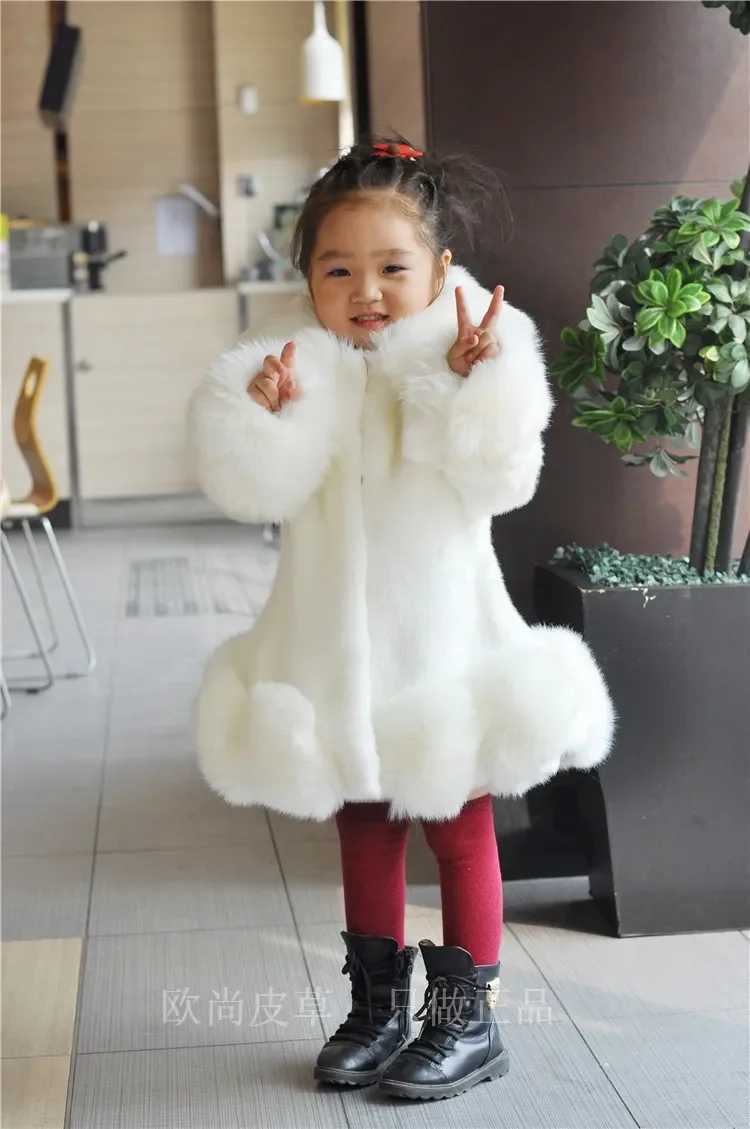 Winter Clothes for Girls 2023 New Kids Boutique Coat Thicken Korean Imitation Fur Autumn Fox Hair Cotton Warm Large Fur CollarXJ241211