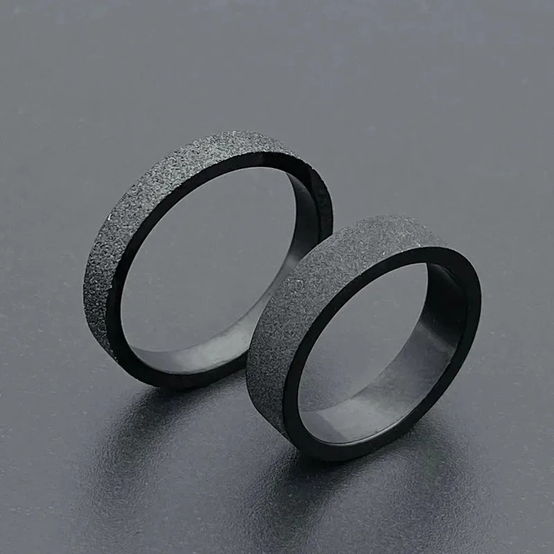 m 5mm Womens Couple Black Ring Matte Finish Finger Jewelry 241210