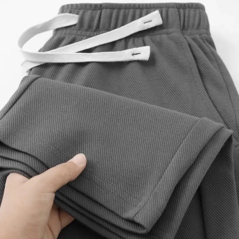Mens Loose Straight Pants Diagonal Stripes Elastic Waist Allmatch Ankle Length Spring Autumn Casual Outdoor Sweatpants 241203Z