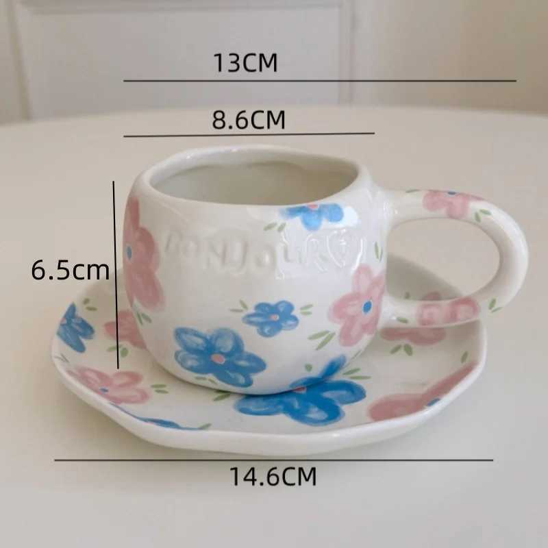 Coffee sauce Irregar sandwiched in handwritten ceramic tea cups afternoon tea milk dessert cups gift water Y241211