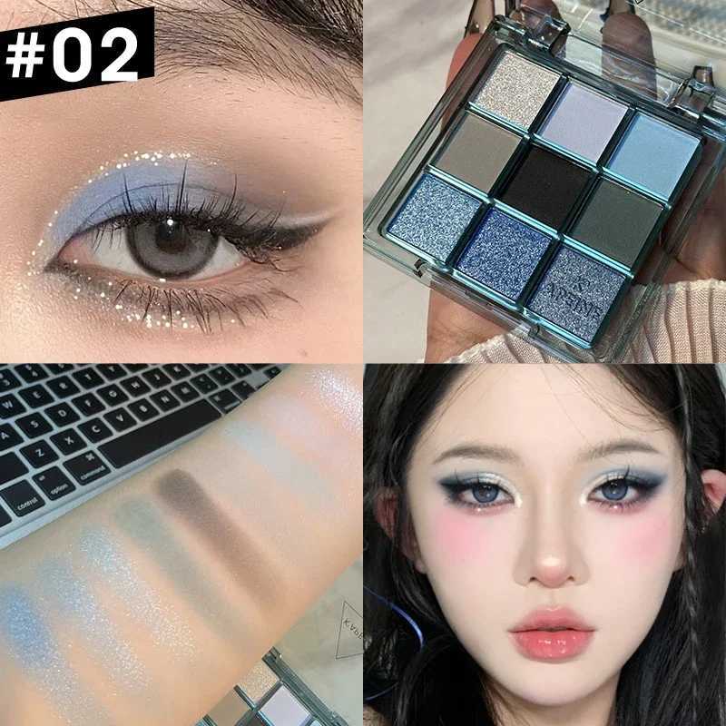 9 Colors Dark Punk Smoked Eyeshadow Palette Blue Black l Matte Eye Shadow Makeup Palette Brightening Shimmer Lying SilkwormW241212