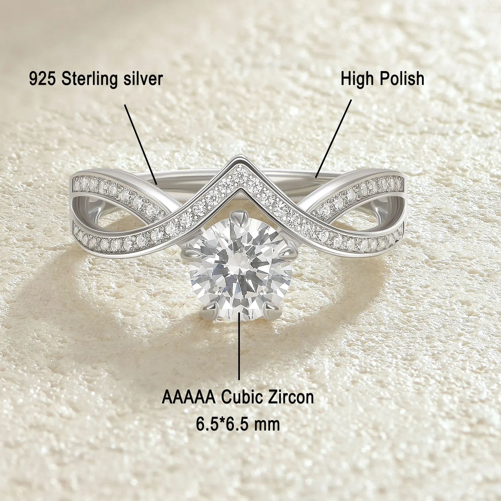 she 925 sterling silver engagement ring suitable for women Brilliant Round 10 ct A zircon jewelry wedding 241210