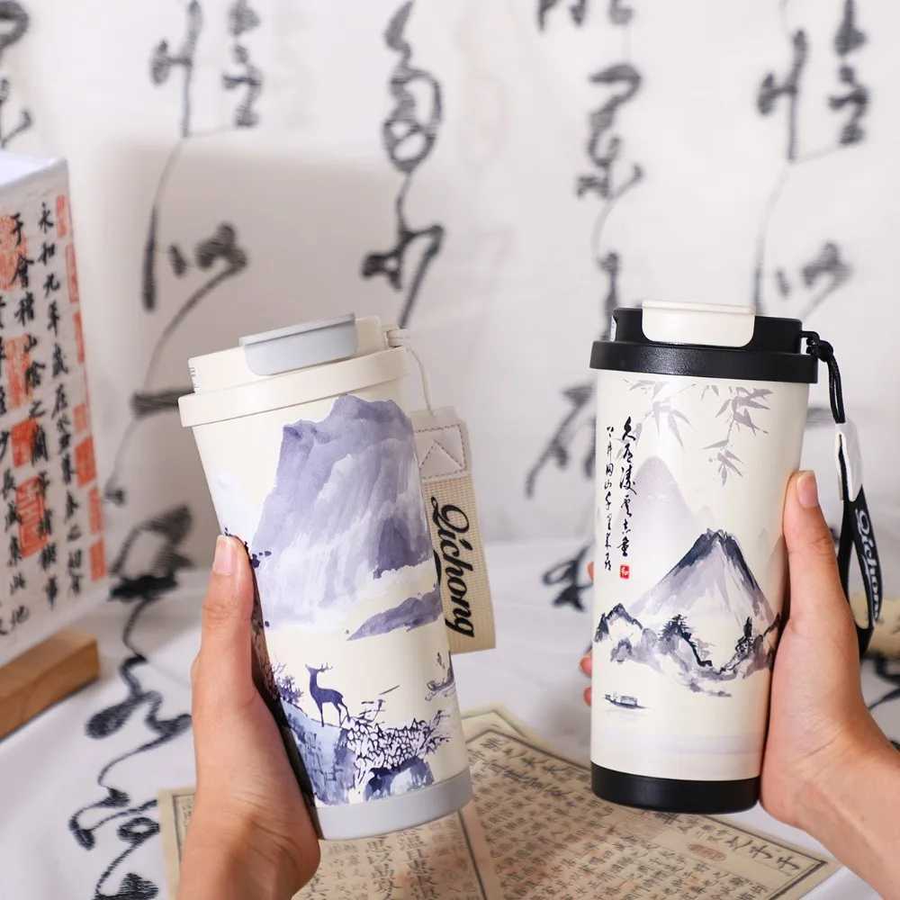 New 500ml coffee cup large capacity stainless steel hot cup double-layer Reausable Wind Insulated cup for travel Y241211