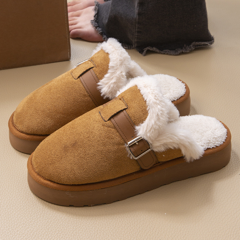 Women's winter add fleece 2025 new pregnant women's woolen shoes hot home warm thick sole cotton slippers women wear