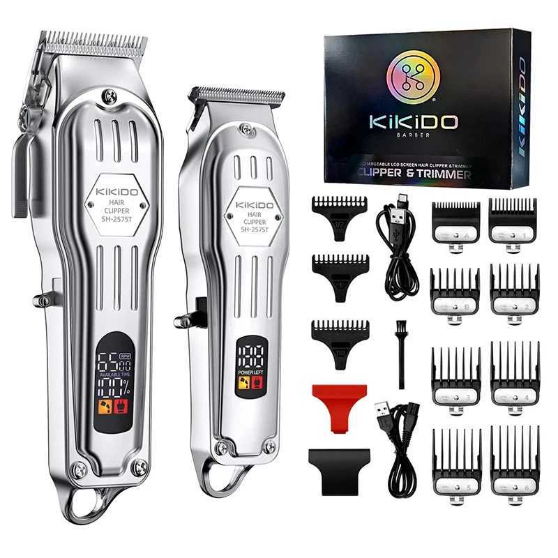 KIKIDO 2in1 Adjustable Cordless Hair Cutting Machine Full Metal Combo Kit Barber Hair Clipper Beard Shaver Kit for Men Gift2575T W241212