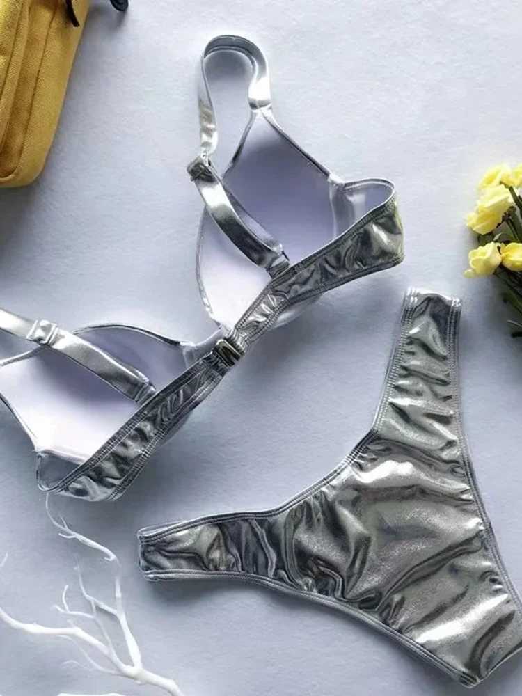 OIINAA Bathing Suit Women Sexy Shinny Bikini Set Solid Rctive Beachwear 2024 Summer Two-pieces New Thong Swimwear BiquinisXJ241212