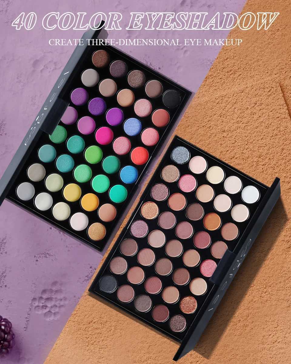 Hot 40 color matte eye shadow palette makeup durable nude gloss pigment pressed powder eye shadow trayW241212
