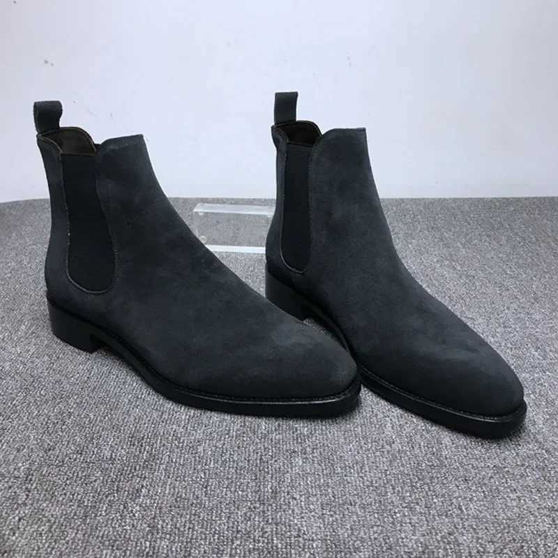 Faux Deerskin Chelsea Boots Casual Mens Boots Suede High-top Shoes Boots Men Zapatos De Hombre Botas De HombreXJ241212