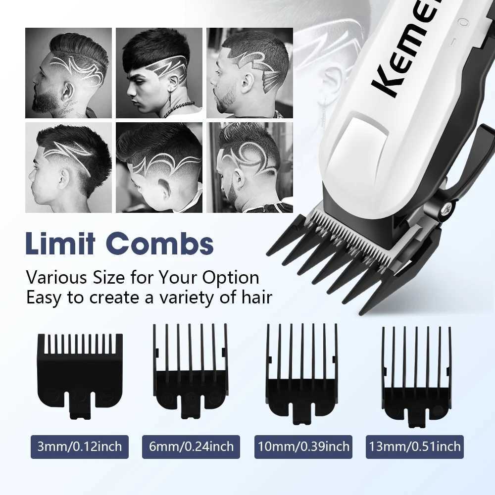 Kemei Professional Electric Hair Clipper Adjustable Electric Hair Clipper Mens Strong Beard Rechargeable Hair Clipper KM-809A W241212