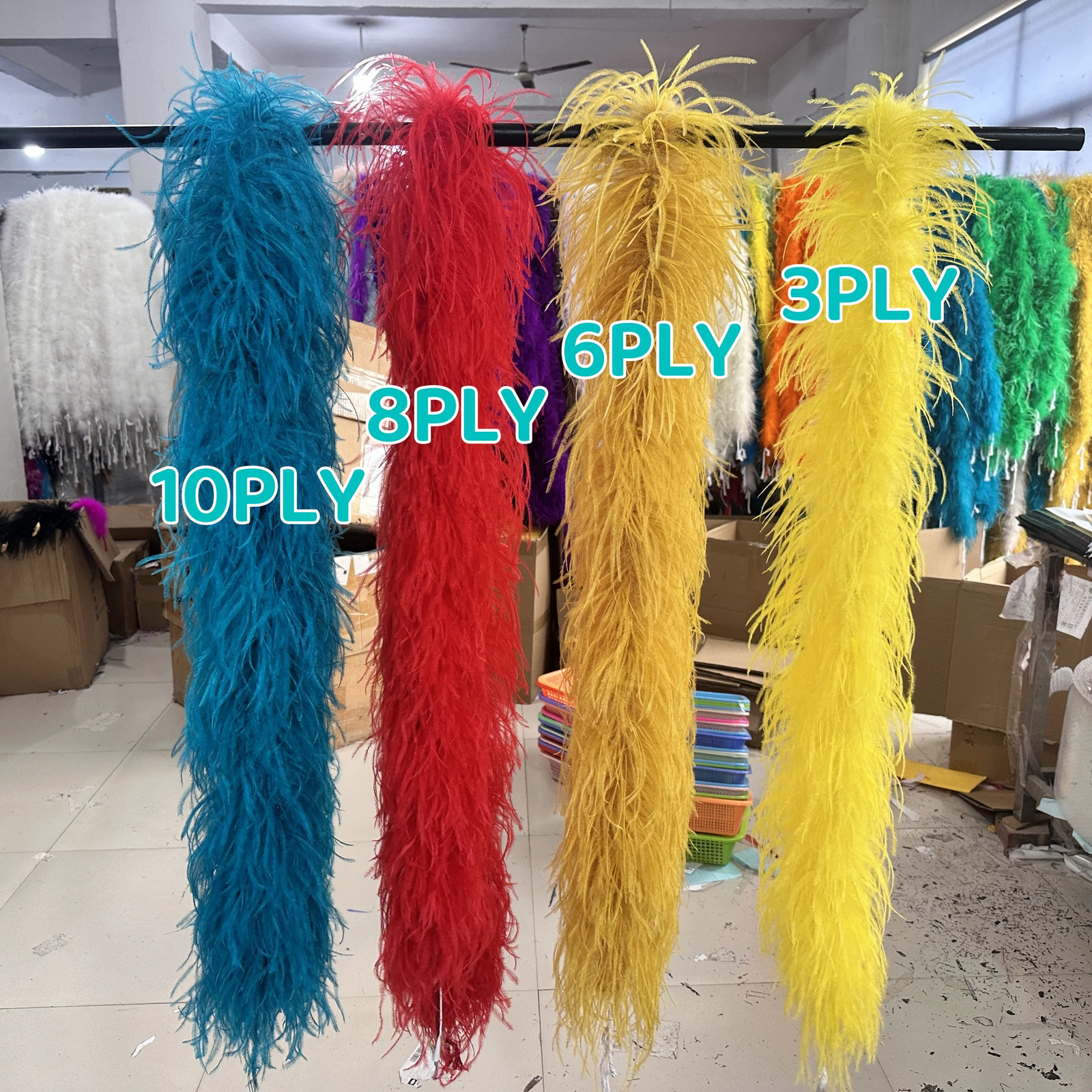 2M Color Fluffy Ostrich Feather Boa 6 10Ply True Feather Boa Party Wedding Ostrich Plumes Decorative Clothing Sewing Accessories 241212