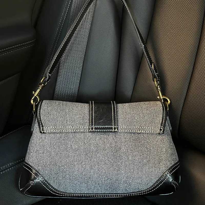 Hot Denim Underarm New Bag - Canvas Splicing Design, Envelope Style Handbag For Women Fashion bags