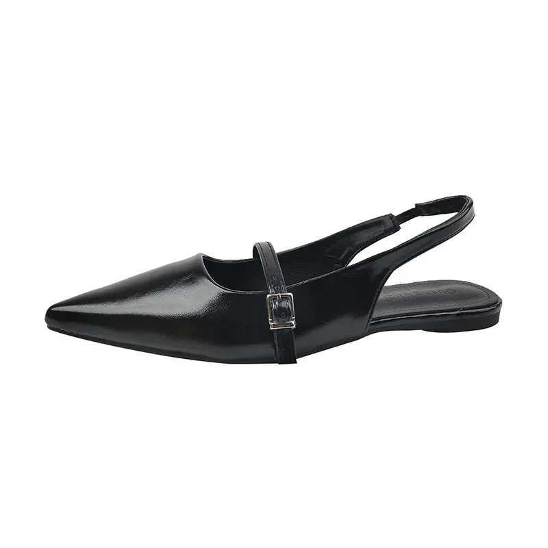 French flat black toe sandals fairy womens shoes 2025 Chinese New Year summer point diamond temperature single shoes Zapatos De Mujer Y241211
