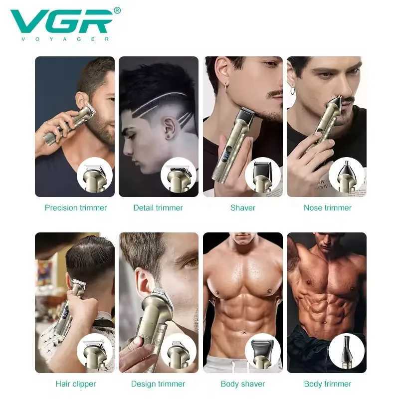 Original VGR integrated waterproof hair trimmer suitable for men metal shell beard trimmer body trimmer electric shaver rechargeable W241212
