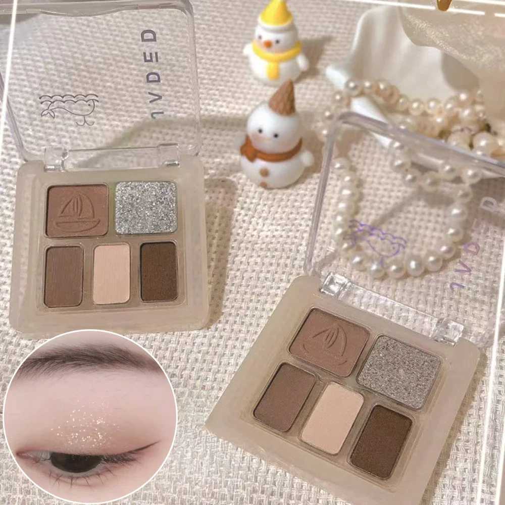 Sky blue 5 color eye shadow palette matte rose pink vibration color waterproof durable Korean makeupW241212