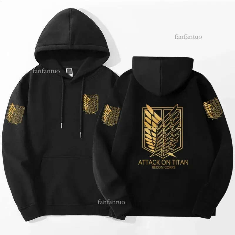 2024 Attack on Titan printed hooded sweatshirt Harajuku round neck sweater AOT sleeve sportswear 240918