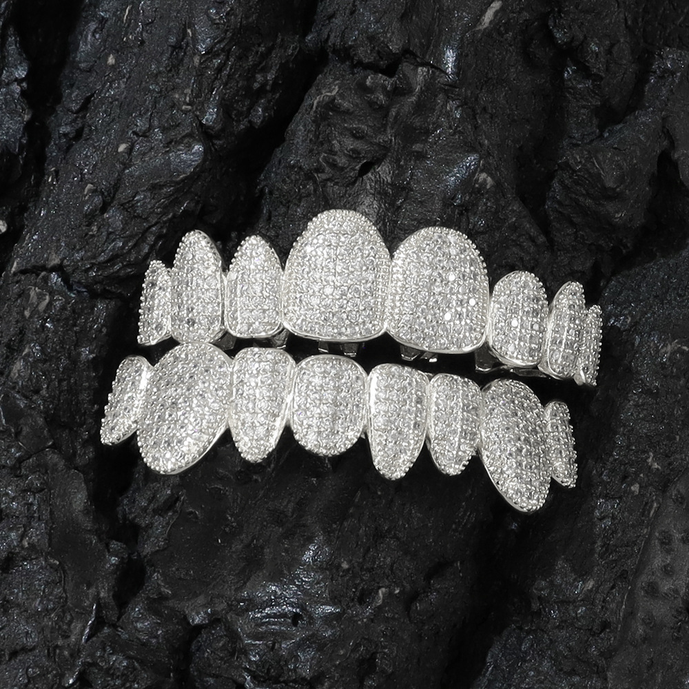 Iced Out Hip Hop Dia Teeth Rappers Top 8 Bottom Gold Plated Sterg Sliver Custom Vvs Moissanite Grillz