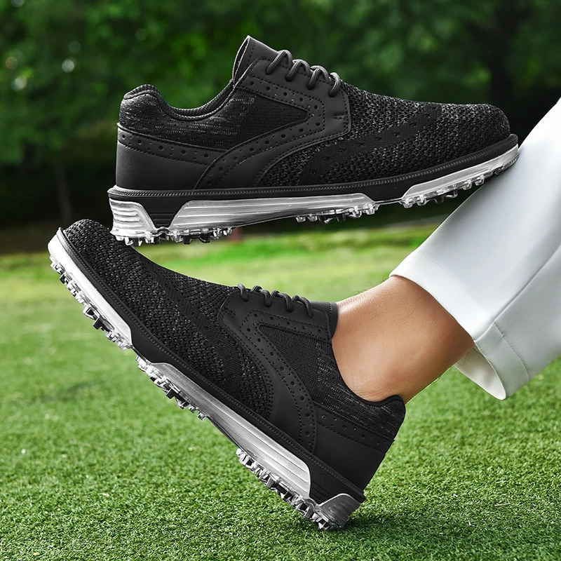 LiXingMing Golf Shoes Men Gray Large Size To 48 Breathable Cleats Sport Teenager Training Sneakers w241118