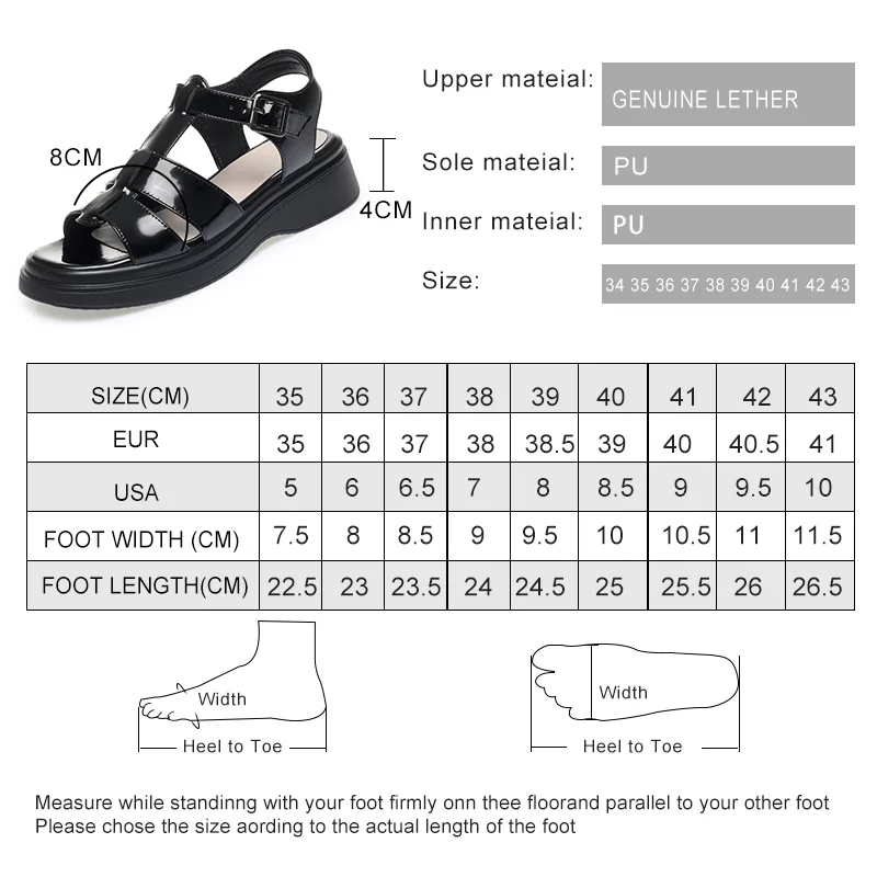 AIYUQI Women Sandals Summer Genuine Leather Wedge Women Sandals Open Toe Roman Sandals Women