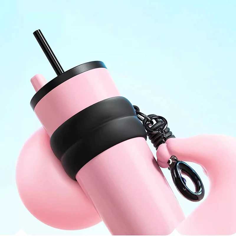 710ml hot g stainless steel vacuum foil inflatable water bottle with straw coffee cup wagon portable Y241211