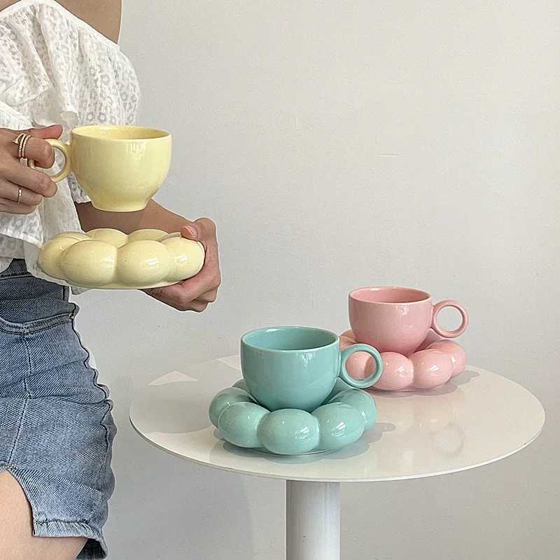 6 oz Suower coffee g aesthetic ceramic cloud cup decoration sauce afternoon tea water cup decoration He g beverage Y241211