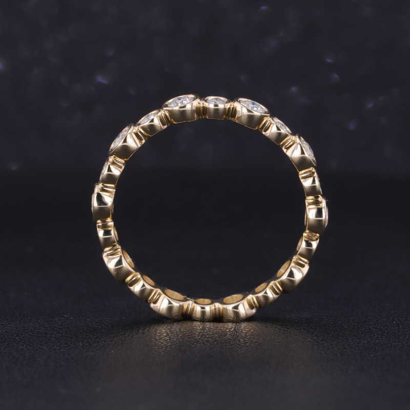 Starsgem 14K Solid Yellow Gold Moissanite Diamond Bezel Set Eternity band Customized Eternity Ring