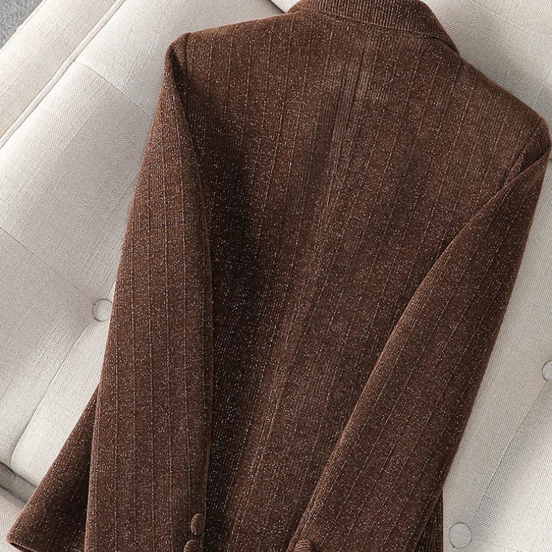 Gorgeous Blazers Women Fashion Slim Golden Velvet Elegant Temperament Blazer Coat Commuting Autumn Winter 241209