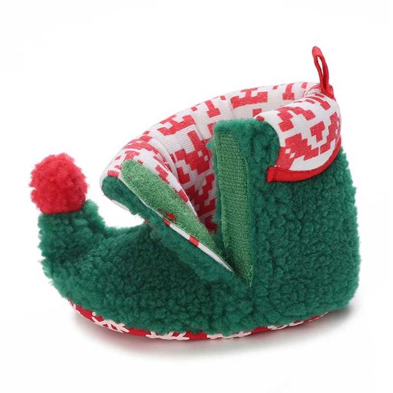 Boots Baby Winter Warm Fleece Christmas Snow Boot Toddler Soft Bottom Anti-Slip Slippers Infant Boys Girls Thicken First Walkers H241212
