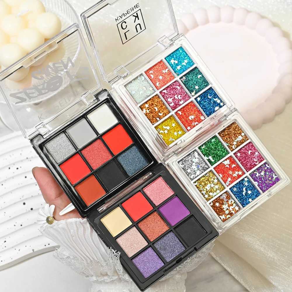 Halloween 9 Colors Purple Smoked Eyeshadow Palette Black Red l Matte Brighten Lying Silkworm Fine Shimmer Sequin MakeupW241212